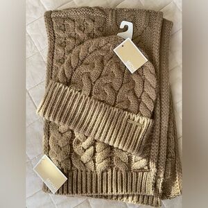 Michael Kors cable knit hat and scarf set.